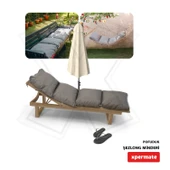 XPERMATE Pofuduk Şezlong Minderi Çantalı 60x180x12Cm Su İtici,Katlanır,UV Güneş Dayanımı, Fermuar, Antrasit - 5