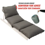 XPERMATE Pofuduk Şezlong Minderi Çantalı 60x180x12Cm Su İtici,Katlanır,UV Güneş Dayanımı, Fermuar, Antrasit - 1