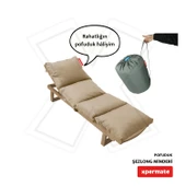 XPERMATE Pofuduk Şezlong Minderi Çantalı 60x180x12Cm Su İtici,Katlanır,UV Güneş Dayanımı, Fermuar, Bej thumbnail 1
