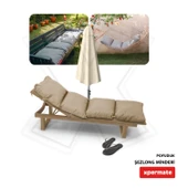 XPERMATE Pofuduk Şezlong Minderi Çantalı 60x180x12Cm Su İtici,Katlanır,UV Güneş Dayanımı, Fermuar, Bej thumbnail 5