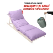 XPERMATE Pofuduk Şezlong Minderi Çantalı 60x180x12Cm Su İtici,Katlanır,UV Güneş Dayanımı, Fermuar, Lila - 1