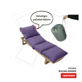 XPERMATE Pofuduk Şezlong Minderi 60x180x12Cm Su İtici,Katlanır,UV Güneş Dayanımı, Fermuar, Mor thumbnail 1