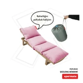 XPERMATE Pofuduk Şezlong Minderi 60x180x12Cm Su İtici,Katlanır,UV Güneş Dayanımı, Fermuar, Pembe thumbnail 1