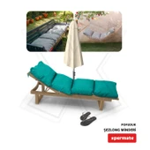 XPERMATE Pofuduk Şezlong Minderi Çantalı 60x180x12Cm Su İtici,Katlanır,UV Güneş Dayanımı, Fermuar, Turkuaz thumbnail 5