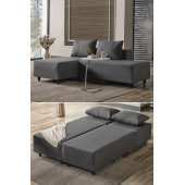 KAGU CORNER POLY-M KÖŞE TAKIMI-KANEPE-YATAK-DİNLENME 4 FARKLI MODEL TEK MODÜL-Koyu Gri - 1