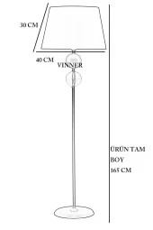 Vinner Bercy Siyah Kaplama Kristal Küre Metal Tek Ayaklı Lambader - Etnic Desenli thumbnail 2