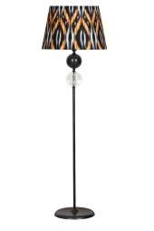 Vinner Bercy Siyah Kaplama Kristal Küre Metal Tek Ayaklı Lambader - Etnic Desenli thumbnail 1