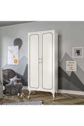 Stil 2 Kapaklı Modern Desenli Gardırop, Elbise Dolabı - Tamamı 1. Kalite Mdf - 1
