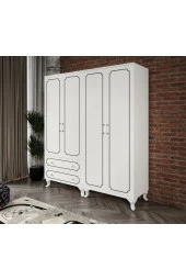Stil 4 Kapaklı 2 Çekmeceli Moduler Gardırop, Elbise Dolabı - Tamamı 1. Kalite Mdf - 2