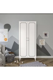Stil 2 Kapaklı Modern Desenli Gardırop, Elbise Dolabı - Tamamı 1. Kalite Mdf - 2