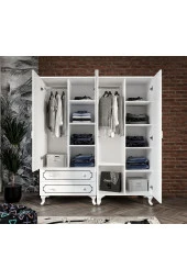 Stil 4 Kapaklı 2 Çekmeceli Moduler Gardırop, Elbise Dolabı - Tamamı 1. Kalite Mdf - 3