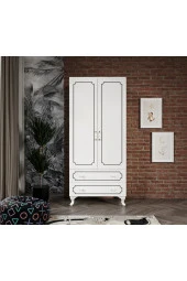 Stil 2 Kapaklı 2 Çekmeceli Modern Gardırop, Elbise Dolabı - Tamamı 1. Kalite Mdf - 2