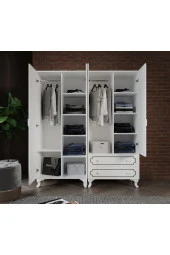 Stil 4 Kapaklı 2 Çekmeceli Moduler Gardırop, Elbise Dolabı - Tamamı 1. Kalite Mdf - 4