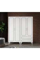 Stil 4 Kapaklı 2 Çekmeceli Moduler Gardırop, Elbise Dolabı - Tamamı 1. Kalite Mdf - 6