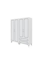 Stil 4 Kapaklı 2 Çekmeceli Moduler Gardırop, Elbise Dolabı - Tamamı 1. Kalite Mdf - 7