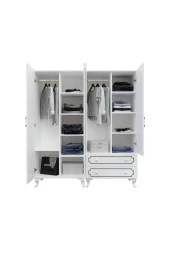 Stil 4 Kapaklı 2 Çekmeceli Moduler Gardırop, Elbise Dolabı - Tamamı 1. Kalite Mdf - 8