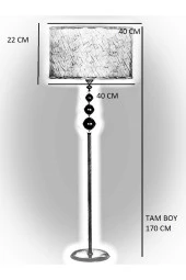 Vinner Krom Kaplama Üçlü Küre Düz Tekli Metal Ayak Lambader Silindir Başlık Rengi Sarı Dama thumbnail 2