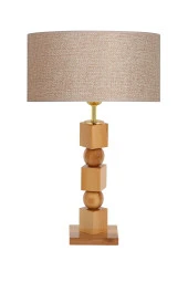 Vinner Geometry Naturel Ahşap Abajur Pre Hasır Kahve thumbnail 1