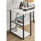 Eportatif Çalışma Masası Raflı Ofis Laptop Bilgisayar Masası Beyaz 1180 - 4