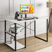 Eportatif Çalışma Masası Raflı Ofis Laptop Bilgisayar Masası Beyaz 1180 - 1