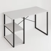 Eportatif Çalışma Masası Raflı Ofis Laptop Bilgisayar Masası Beyaz 1180 - 7