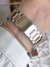 Ferro Hasır Kordonlu Gümüş/Rose Kararmaz Renk Atmaz 3 Atm  Özel Tasarım Kadın Kol Saati BFL21262-E thumbnail 4