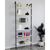 Eportatif Kitaplık Duvar Rafı Metal Kitaplık Mobilya 6 Katlı Beyaz 1184 - 2