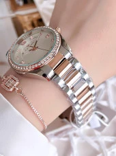 Ferro Hasır Kordonlu Gümüş/Rose Kararmaz Renk Atmaz 3 Atm  Özel Tasarım Kadın Kol Saati BFL21261-S - 2