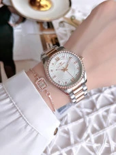 Ferro Hasır Kordonlu Gümüş/Rose Kararmaz Renk Atmaz 3 Atm Özel Tasarım Kadın Kol Saati BFL21261-S - 3