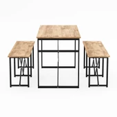 Eportatif Masa Takımı Bench Bank Masa Seti 120x60  Masa Mutfak Masası Yemek Masası 1224 - 4