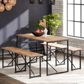 Eportatif Masa Takımı Bench Bank Masa Seti 120x60 Masa Mutfak Masası Yemek Masası 1224 - 2