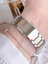 Ferro Hasır Kordonlu Gümüş/Rose Kararmaz Renk Atmaz 3 Atm Özel Tasarım Kadın Kol Saati EF21077-E - 4