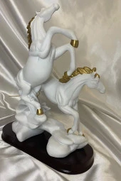 Kaideli Yılkı Kır At lar Biblo Polyester Heykel Şık Tasarım Beyaz thumbnail 3