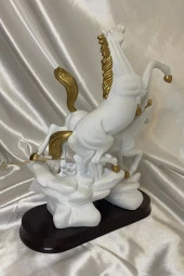 Kaideli Yılkı Kır At lar Biblo Polyester Heykel Şık Tasarım Beyaz thumbnail 4