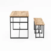 Eportatif Masa Takımı Bench Bank Masa Seti 120x60  Masa Mutfak Masası Yemek Masası 1228 - 7