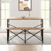 Eportatif Masa Takımı Bench Bank Masa Seti 120x60  Masa Mutfak Masası Yemek Masası 1228 - 3