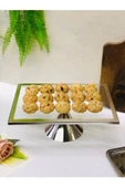 Gümüş Dikdörtgen Pasta Standı, Kek ve Kurabiye Sunum Stantı, Çeyizlik, Hediyelik, Pasta Tabağı - 1