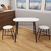 Eportatif Masa Sandalye Takımı Oval Mutfak Masası Tabure Takımı Yemek Masası Beyaz 1240 thumbnail 1