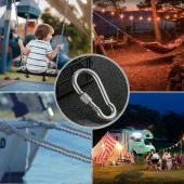 Kilitli Karabina 6 MM Yaylı Kanca Paslanmaz Çelik Kilit Tırmanma Dağcılık Kamp Ekipmanları Salıncak Hamak Anahtar Askı Kilidi - 3