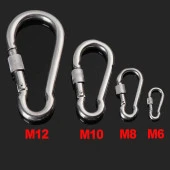 Kilitli Karabina 6 MM Yaylı Kanca Paslanmaz Çelik Kilit Tırmanma Dağcılık Kamp Ekipmanları Salıncak Hamak Anahtar Askı Kilidi - 5