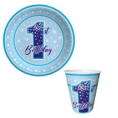 1 Yaş Fırst Bırthday Stars Boy Karton Tabak Bardak 8 li - 1