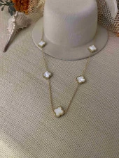 316L Çelik Van Cleef Beyaz Sedefli Kolye - 1