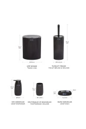 Çizgili 5 Parça Banyo Seti Çöp Kovası Tuvalet Fırçası Diş Fırçalık Sıvı Sabunluk Katı Sabunluk - 5