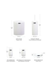 Çizgili 5 Parça Banyo Seti Çöp Kovası Tuvalet Fırçası Diş Fırçalık Sıvı Sabunluk Katı Sabunluk - 10