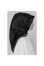 Armine 90*90 Sura Ipek Eşarp Siyah Gold (E20KA8432D03) thumbnail 4