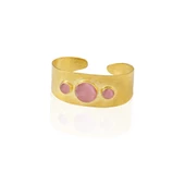 Kadir Jewellery 22 Ayar Altın Kaplama El İşçiliği Zirkon Taşlı Kadın Kelepçe Bilezik thumbnail 6