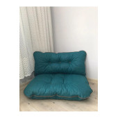 Puf Petek Önü Palet Yer Minderi Ikili Takım Petrol Mavisi thumbnail 1