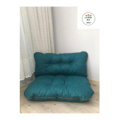 Puf Petek Önü Palet Yer Minderi Ikili Takım Petrol Mavisi thumbnail 2