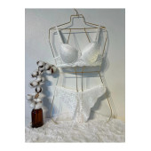 Beyaz Dantel İşlemeli Sütyen Takım - 1