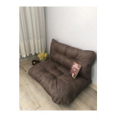 Puf Petek Önü Palet Yer Minderi Ikili Takım Kahverengi thumbnail 2